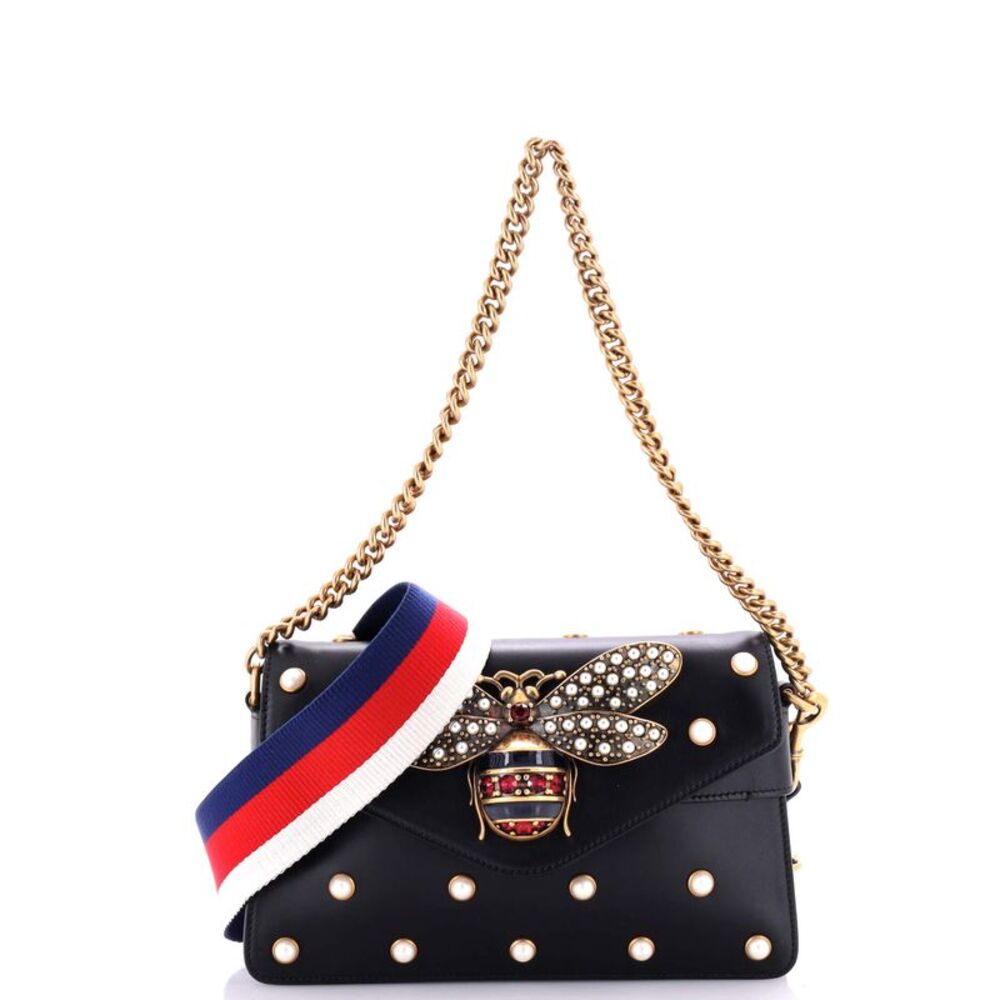 Gucci Black Crossbody Bag with Gold and Red Details